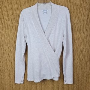 ATHLETA POISE WRAP SWEATER CREAM HEATHER SIZE L *VIDEO